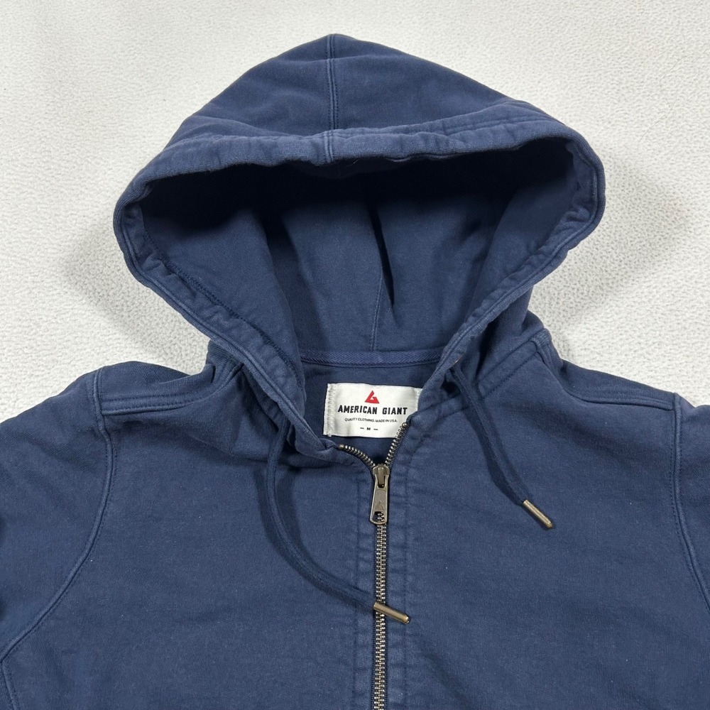 American Giant Full Zip Hoodie Women Medium Navy Blue Heavyweight Cotton Fleece